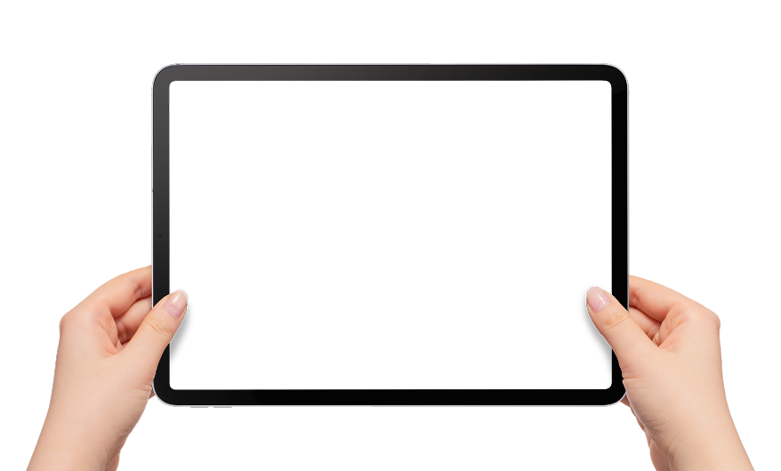 iPadを持つ手